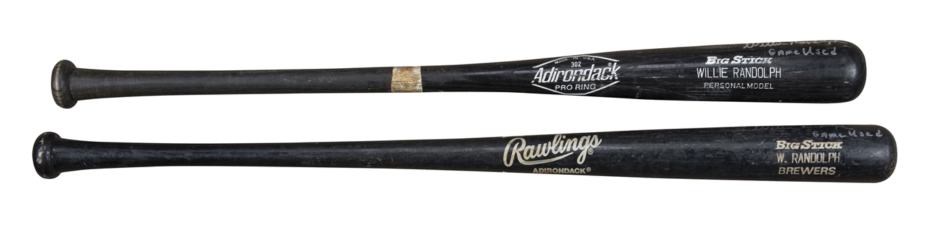 Lot of (2) Willie Randolph Game Used & Signed Adirondack Pro Model Bats (Randolph LOA)